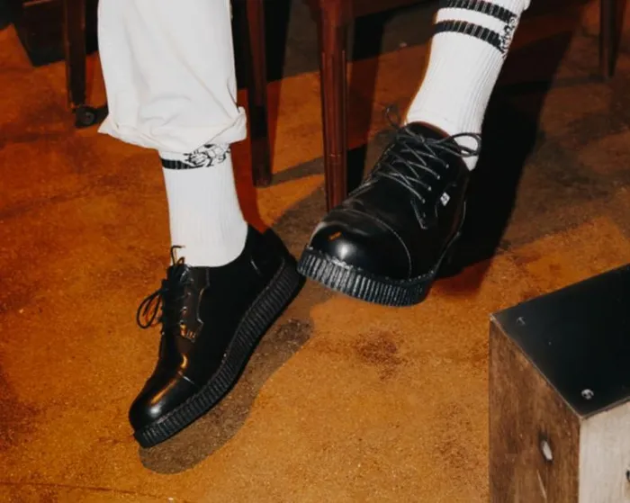 TUK Shoes Vegan Women Black TUKskin Toe Cap Viva Low Creeper TUK Shoes Vegan Women Black TUKskin Toe Cap Viva Low Creeper