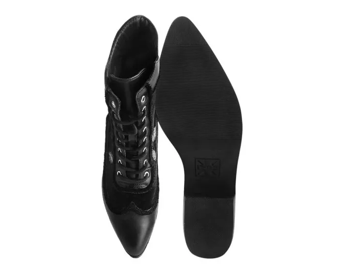 TUK Shoes Vegan Women Black Victorian 8Eye Rose Pointed Anarchic Heel TUK Shoes Vegan Women Black Victorian 8Eye Rose Pointed Anarchic Heel