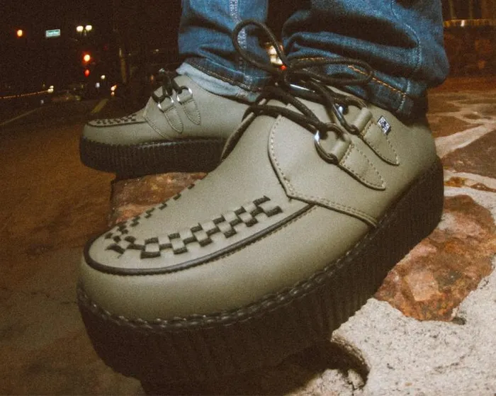 TUK Shoes Vegan Women Murky Green TUKskin Viva Mondo Creeper