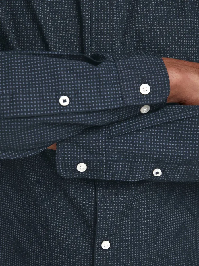 Tailoring JACK and JONES Mens BUTTONDOWN LINEN SHIRT Blue Navy Blazer
