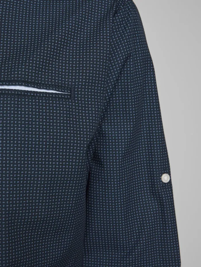 Tailoring JACK and JONES Mens BUTTONDOWN LINEN SHIRT Blue Navy Blazer