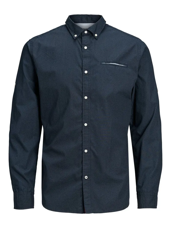 Tailoring JACK and JONES Mens BUTTONDOWN LINEN SHIRT Blue Navy Blazer