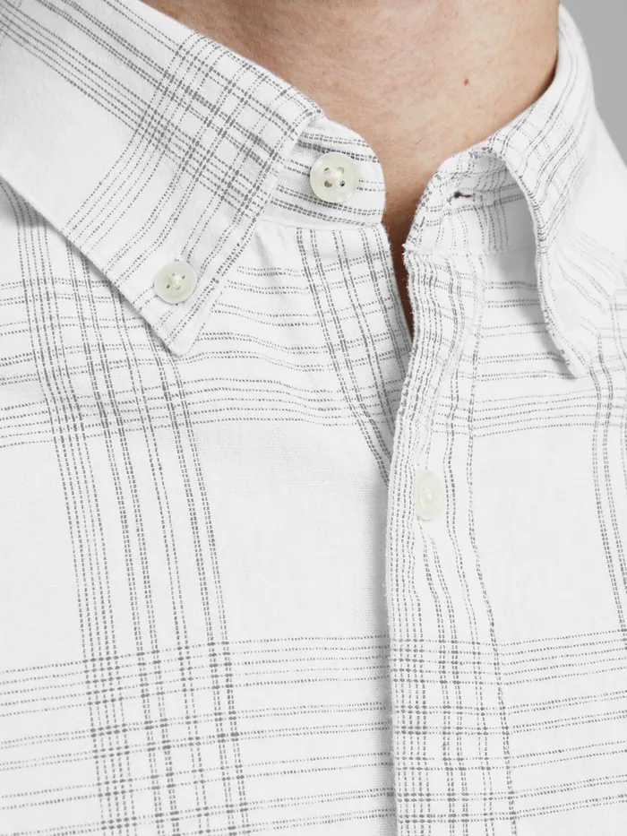 Tailoring JACK and JONES Mens CHECKED BUTTONDOWN POPLIN SHIRT White Whisper White