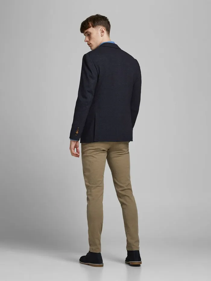 Tailoring JACK and JONES Mens SLIM FIT SOFT TWILL BLAZER Blue Dark Navy