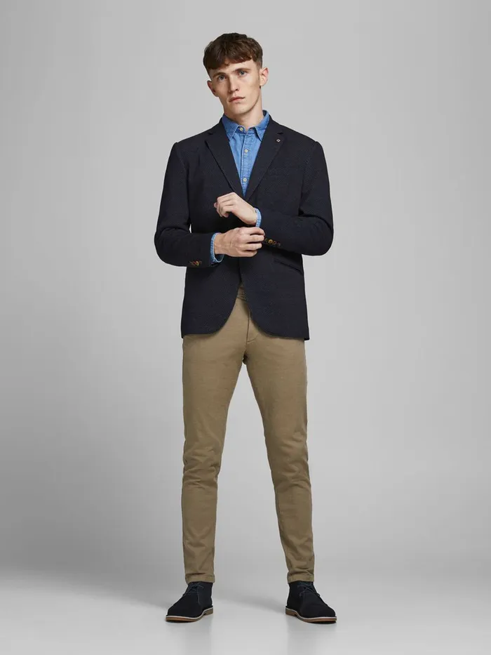 Tailoring JACK and JONES Mens SLIM FIT SOFT TWILL BLAZER Blue Dark Navy