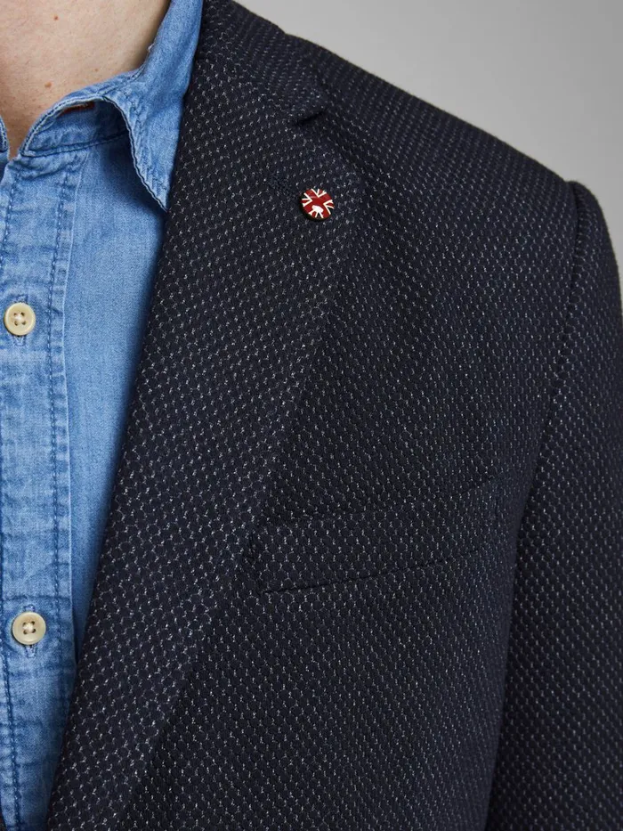 Tailoring JACK and JONES Mens SLIM FIT SOFT TWILL BLAZER Blue Dark Navy