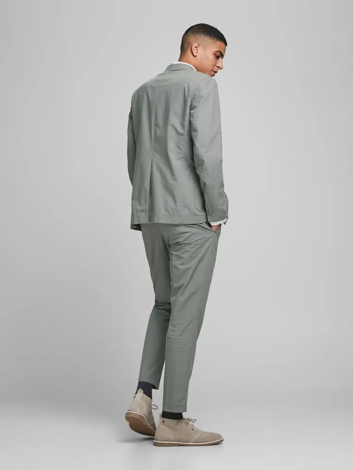 Tailoring JACK and JONES Mens SUPER SLIM FIT LINEN BLAZER Grey Sedona Sage
