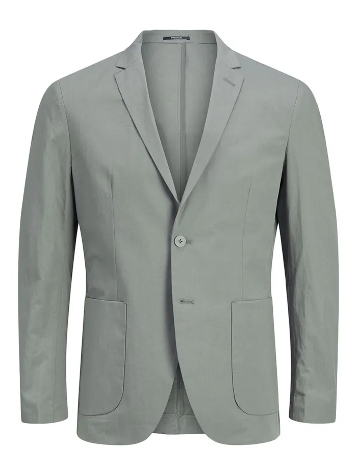Tailoring JACK and JONES Mens SUPER SLIM FIT LINEN BLAZER Grey Sedona Sage