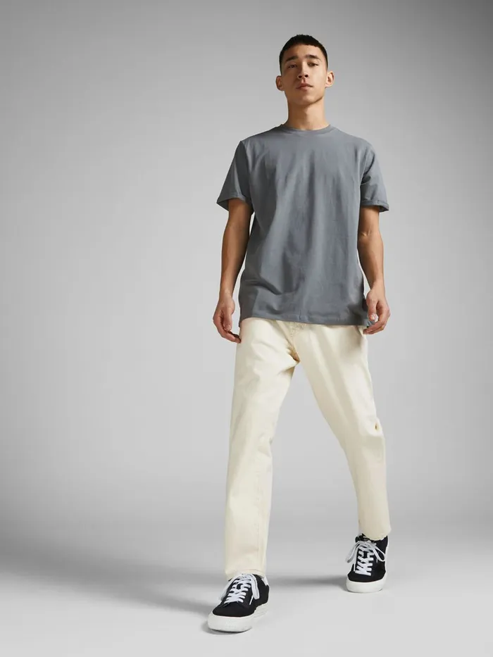 Tapered Jeans JACK and JONES Mens FRANK ORIGINAL AKM 480 TAPERED FIT JEANS White Ecru