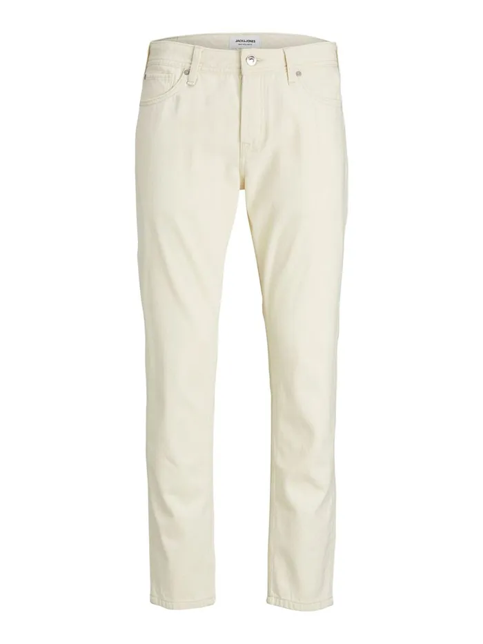 Tapered Jeans JACK and JONES Mens FRANK ORIGINAL AKM 480 TAPERED FIT JEANS White Ecru