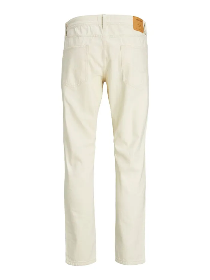 Tapered Jeans JACK and JONES Mens FRANK ORIGINAL AKM 480 TAPERED FIT JEANS White Ecru
