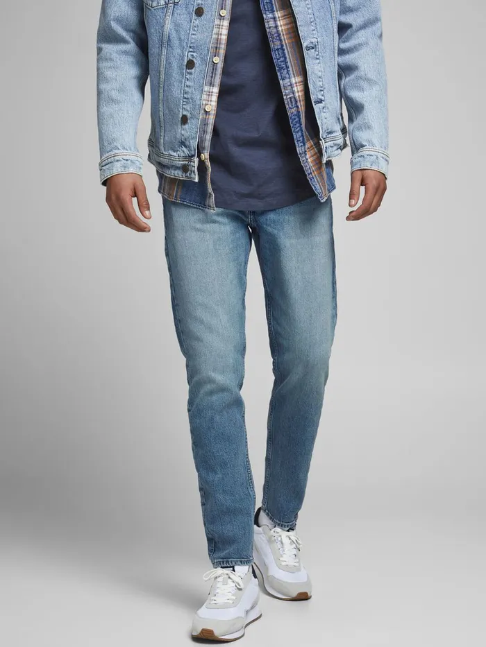Tapered Jeans JACK and JONES Mens FRED ORIGINAL CJ 415 TAPERED FIT JEANS Blue Blue Denim