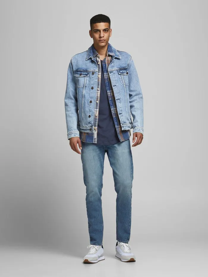 Tapered Jeans JACK and JONES Mens FRED ORIGINAL CJ 415 TAPERED FIT JEANS Blue Blue Denim