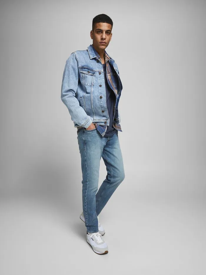 Tapered Jeans JACK and JONES Mens FRED ORIGINAL CJ 415 TAPERED FIT JEANS Blue Blue Denim