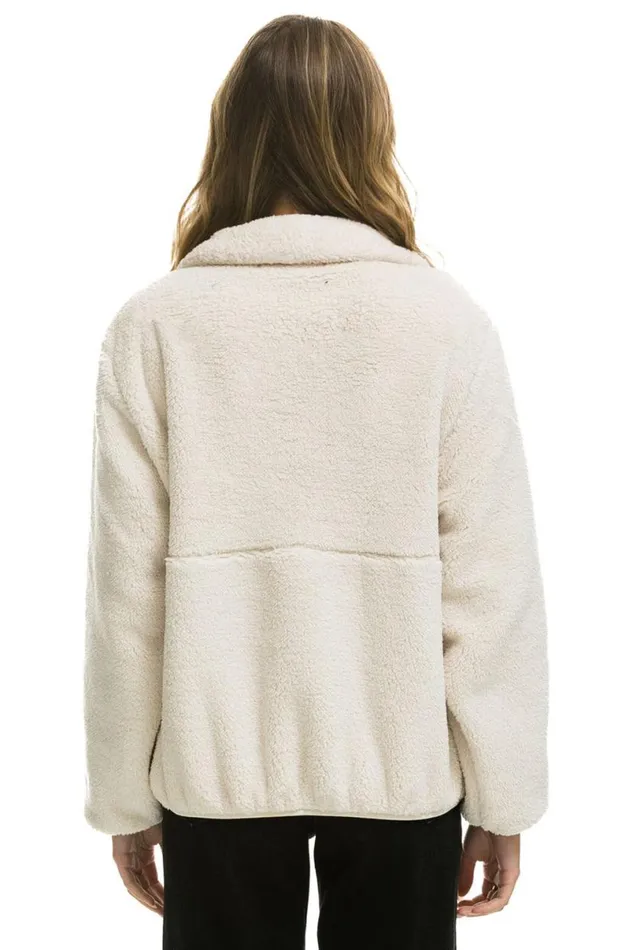 Teddy Apres Half Zip Jacket 8211 Vintage White WomenMen Aviator Nation Teddy Jackets