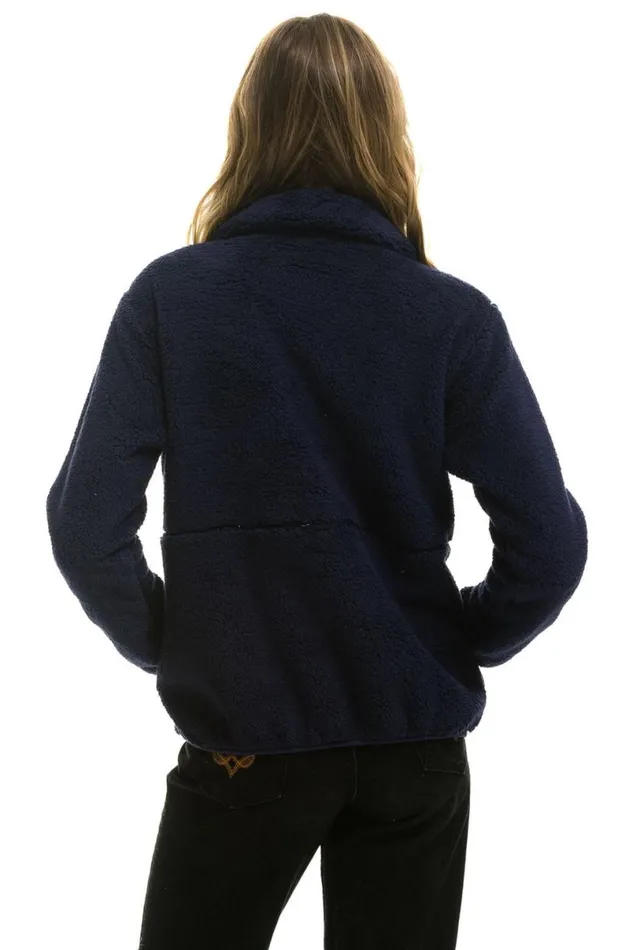 Teddy Unisex Half Zip Jacket 8211 Navy WomenMen Aviator Nation Teddy Jackets