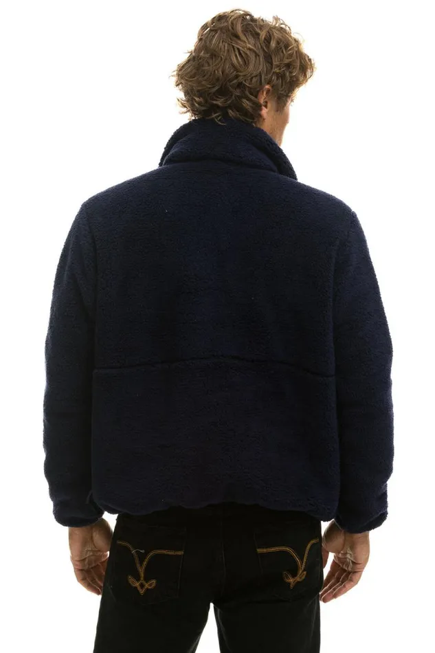 Teddy Unisex Half Zip Jacket 8211 Navy WomenMen Aviator Nation Teddy Jackets