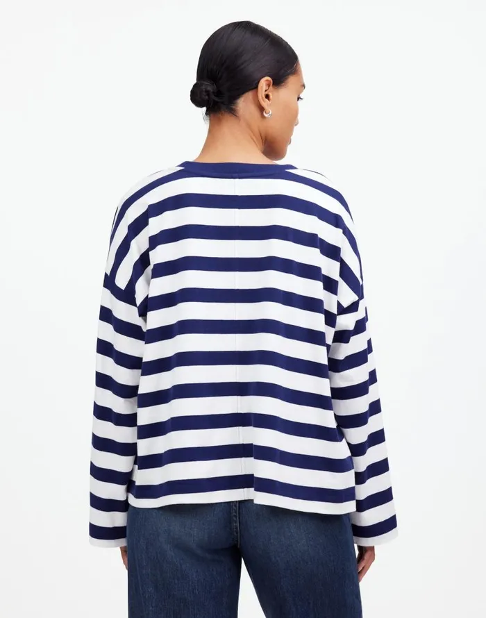 Tees Women Madewell Oversized LongSleeve Crewneck Tee Bright Cobalt