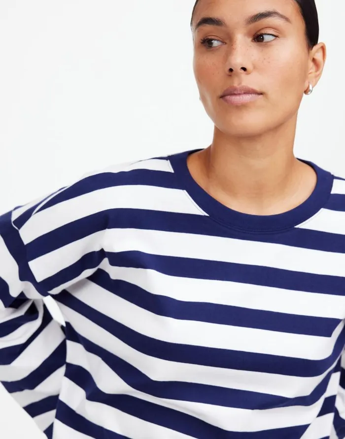Tees Women Madewell Oversized LongSleeve Crewneck Tee Bright Cobalt