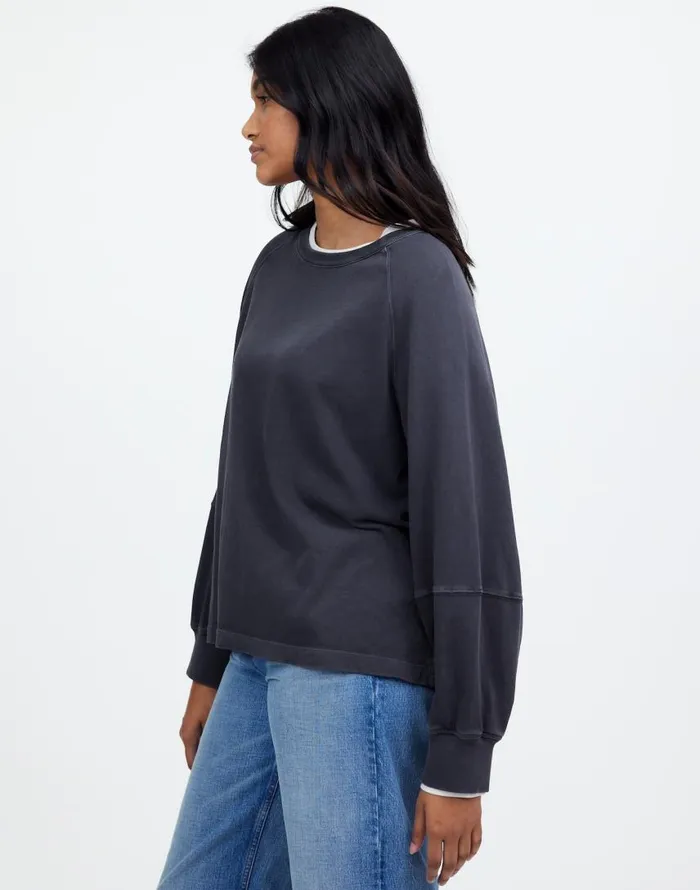 Tees Women Madewell Plus Relaxed LongSleeve Raglan Tee Black Coal