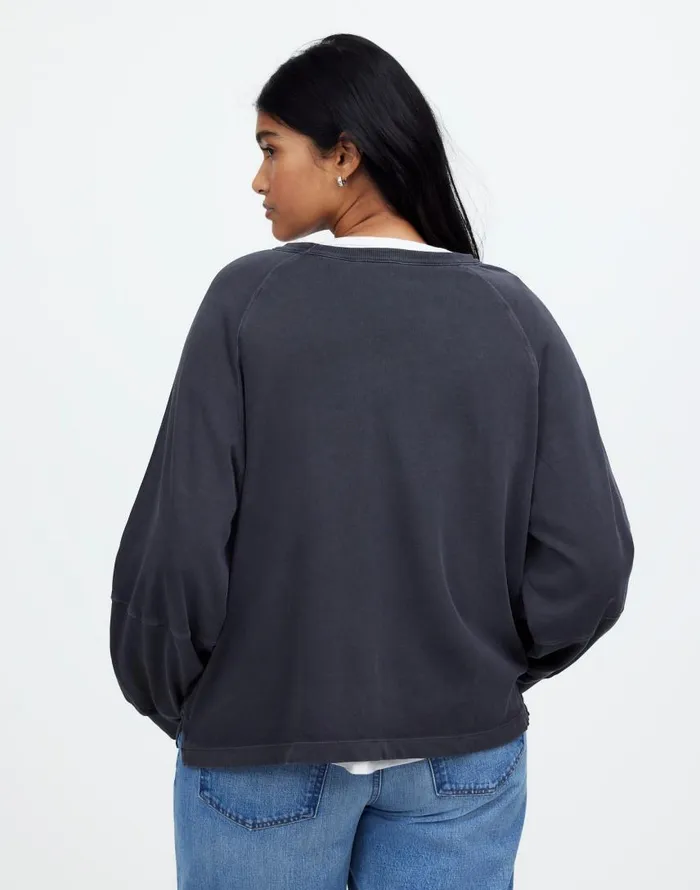 Tees Women Madewell Plus Relaxed LongSleeve Raglan Tee Black Coal