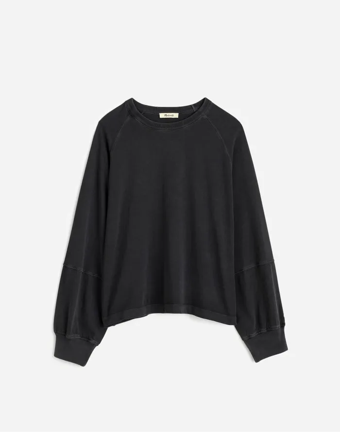Tees Women Madewell Plus Relaxed LongSleeve Raglan Tee Black Coal
