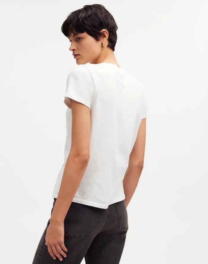 Tees Women Madewell Premium Standard 01 The Shrunken Tee Eyelet White