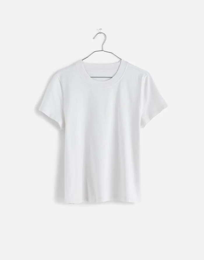 Tees Women Madewell Premium Standard 01 The Shrunken Tee Eyelet White