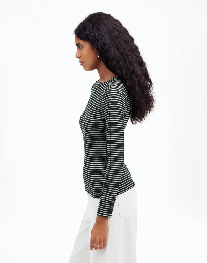 Tees Women Madewell Ribbed Crewneck LongSleeve Tee Luxury Forest