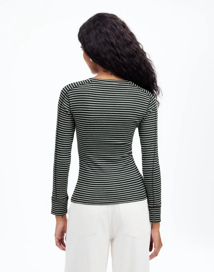 Tees Women Madewell Ribbed Crewneck LongSleeve Tee Luxury Forest