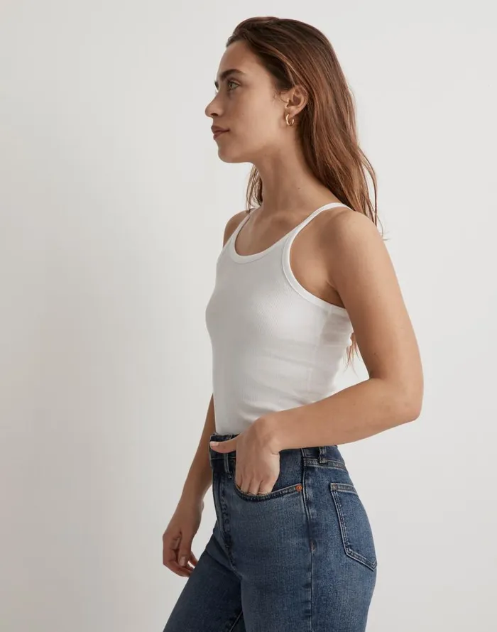 Tees Women Madewell Supima Rib 03990s Tank Eyelet White