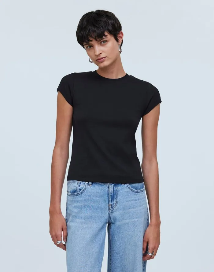 Tees Women Madewell Supima Rib Tee True Black