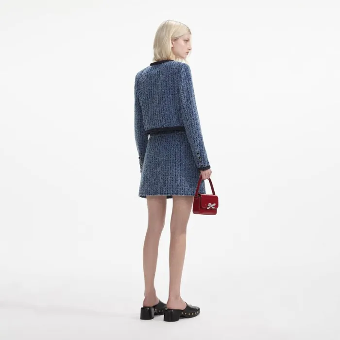 Textured Denim Jacket Women Self Portrait Outerwear Textured Denim Jacket Women Self Portrait Outerwear