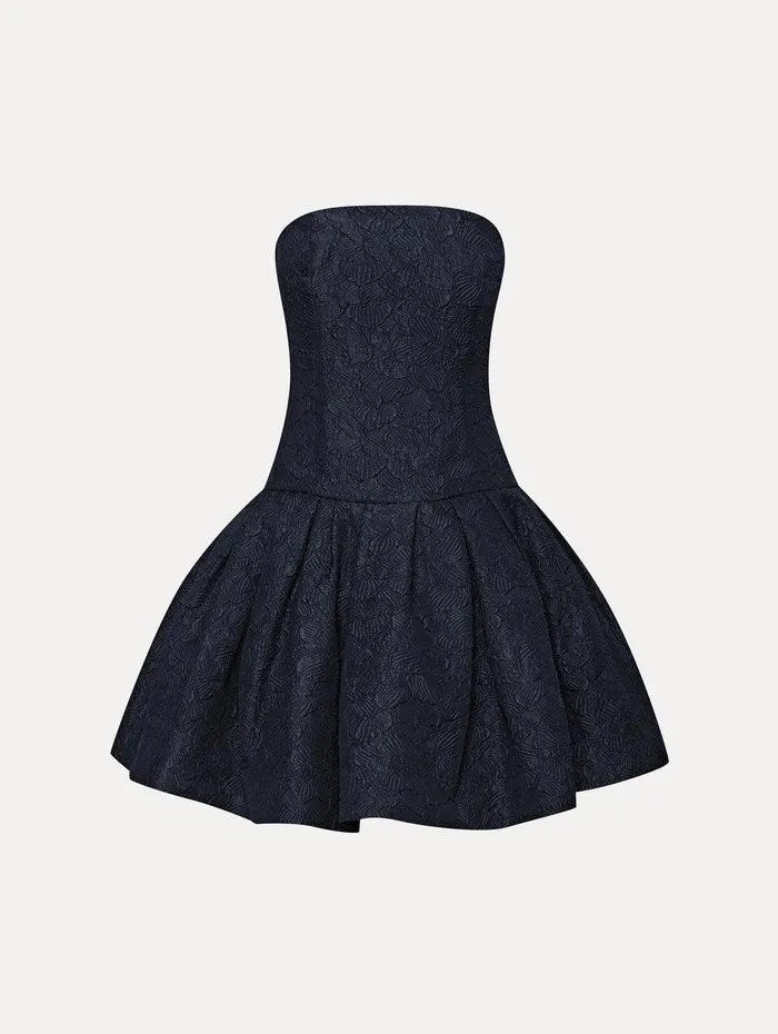 Textured Floral Cloqu CapeBack Dress Navy Women Oscar De La Renta Dresses