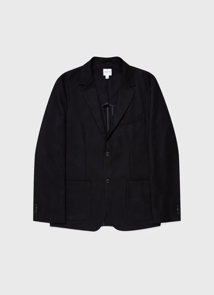 Textured Wool Blazer Navy Men SUNSPEL Jackets and Coats