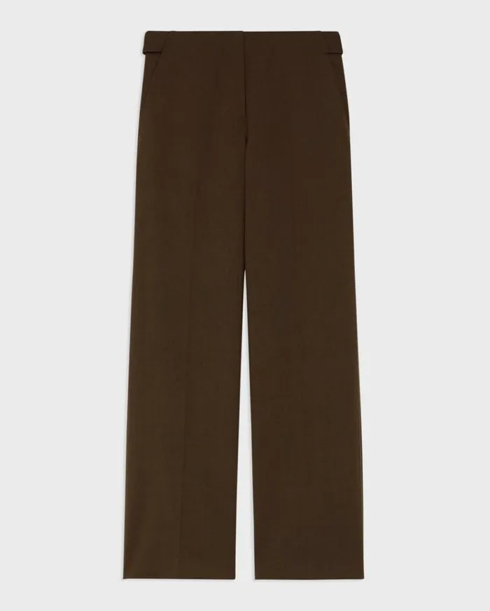 Theory Adjustable Wool Gabardine Pant Brown Women Pants