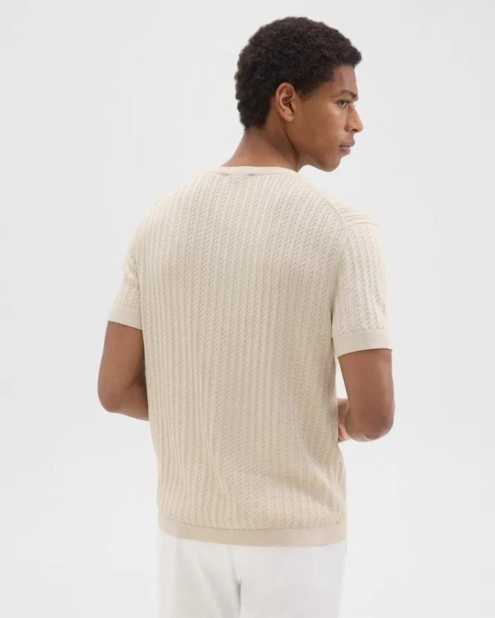 Theory Cable Knit Tee In Cotton New Sand Men Sweaters Cardigans Theory Cable Knit Tee In Cotton New Sand Men Sweaters Cardigans