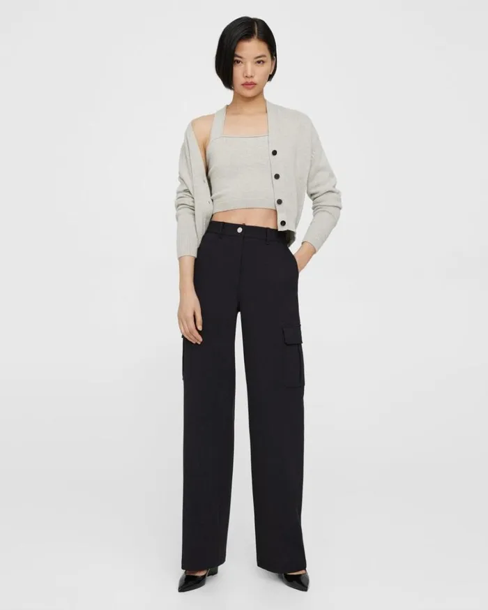 Theory Cargo Pant In Neoteric Twill Black Women Pants