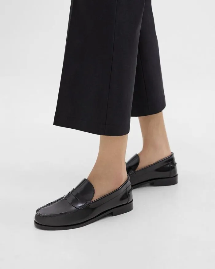 Theory City Loafer In Leather Black Women Shoes