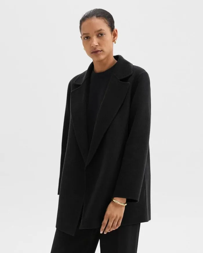 Theory Clairene Jacket In DoubleFace WoolCashmere Black Women Outerwear