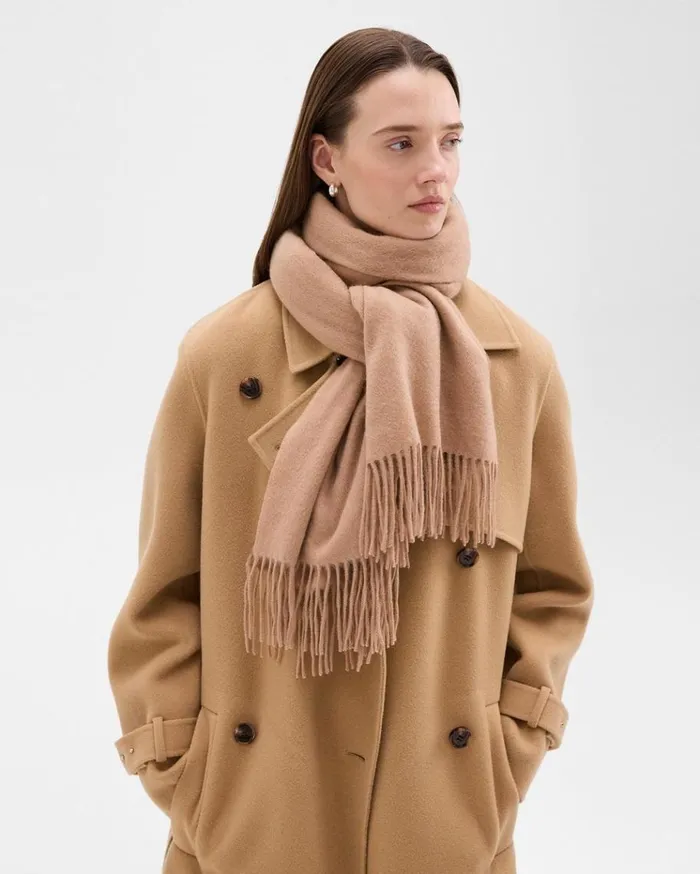Theory Classic Scarf In Cashmere Camel Women Hats Gloves Scarves