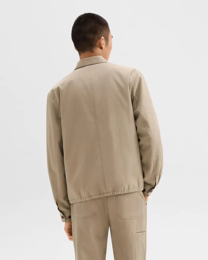 Theory Coach Jacket In Gabardine Light Pavement Men Outerwear