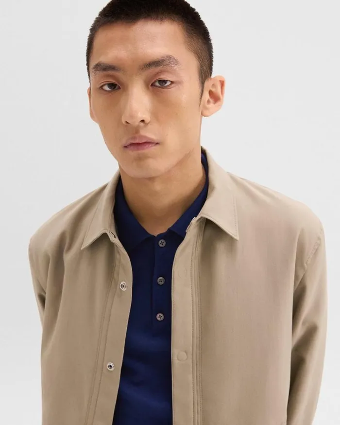 Theory Coach Jacket In Gabardine Light Pavement Men Outerwear