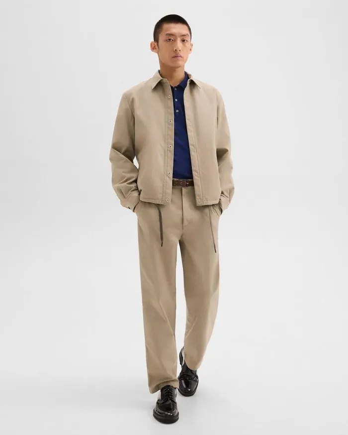 Theory Coach Jacket In Gabardine Light Pavement Men Outerwear