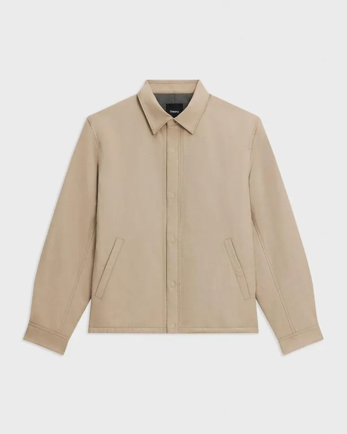 Theory Coach Jacket In Gabardine Light Pavement Men Outerwear