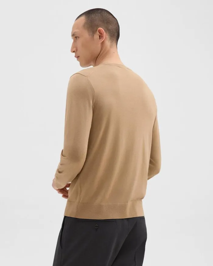 Theory Crewneck Sweater In Regal Wool New Camel Men Sweaters Cardigans