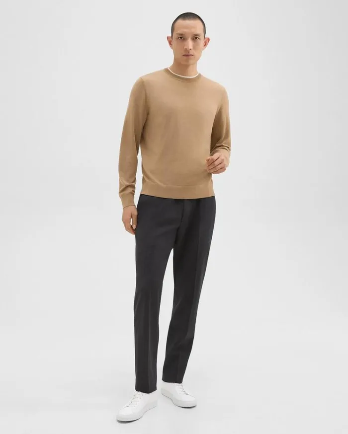 Theory Crewneck Sweater In Regal Wool New Camel Men Sweaters Cardigans