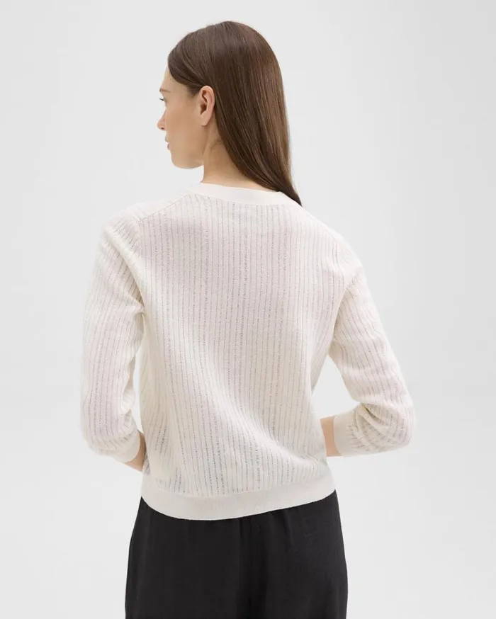 Theory Cropped Cardigan In LinenViscose Bone Women Sweaters Cardigans Theory Cropped Cardigan In LinenViscose Bone Women Sweaters Cardigans