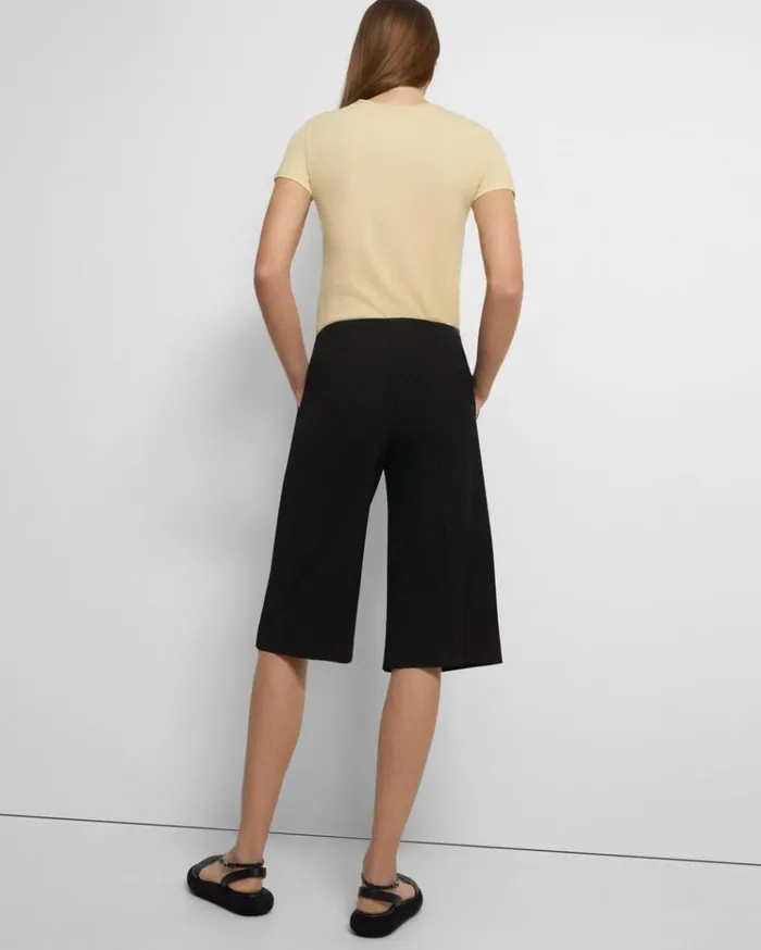 Theory Cropped Culotte In Good Wool Black Women Pants