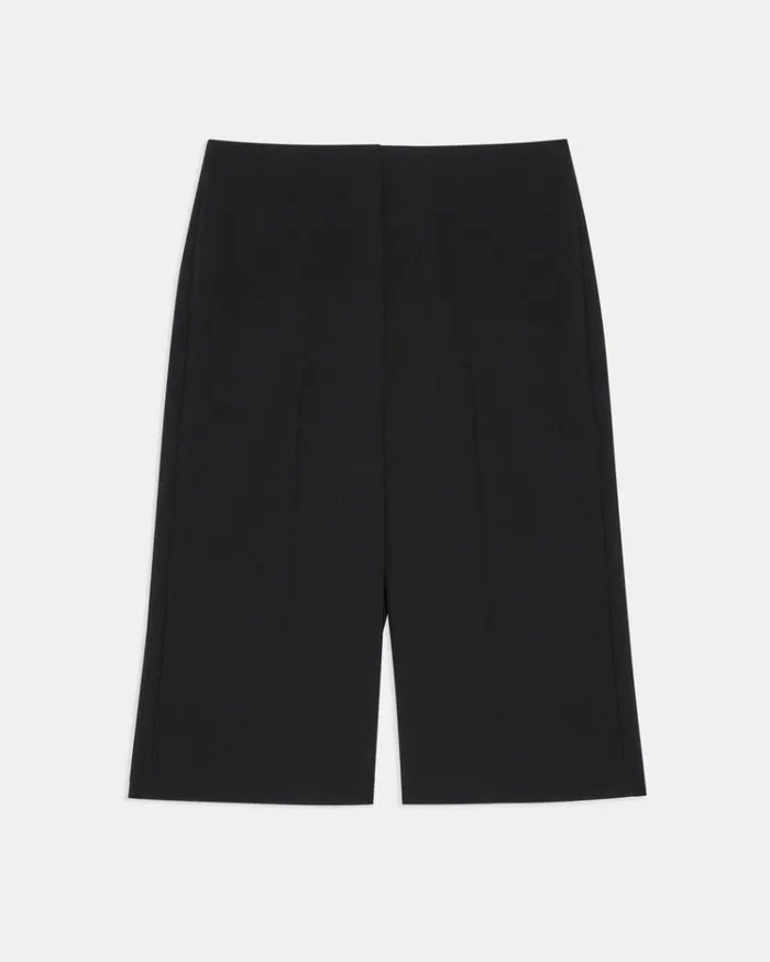 Theory Cropped Culotte In Good Wool Black Women Pants